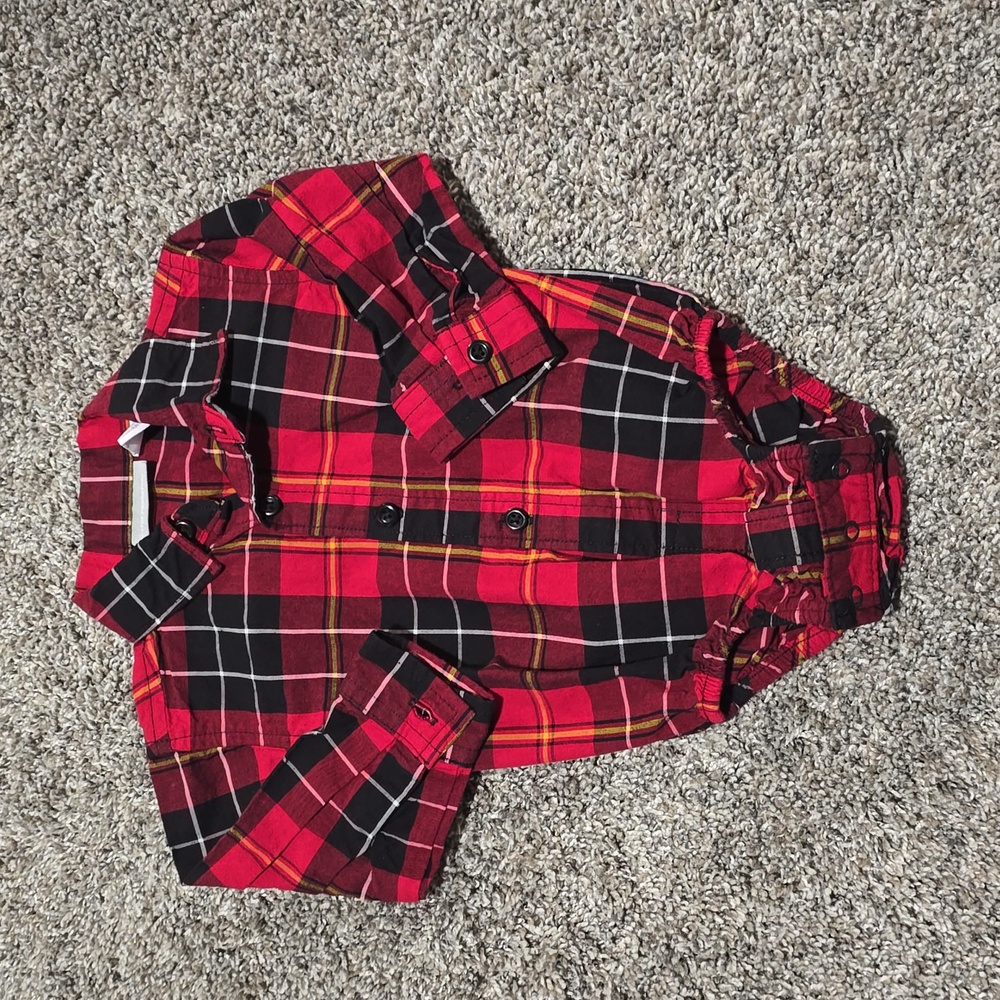 Button Down Plaid Onesie